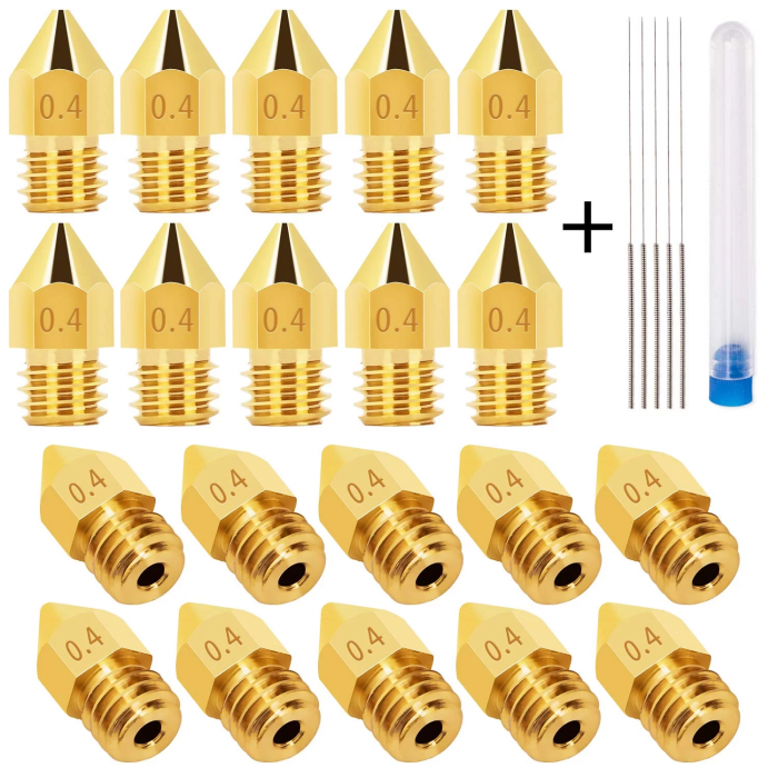 0.4 Mm Pirinc Mk-8 Nozzle 10 Adet + 10 Adet Temizleme İğnesi