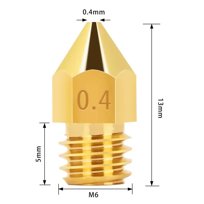 0.4 Mm Pirinc Mk-8 Nozzle 10 Adet + 10 Adet Temizleme İğnesi