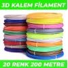 20 Renk 10 Metre 3D Kalem Pla Filament-200 Metre-3D Pen Filamenti