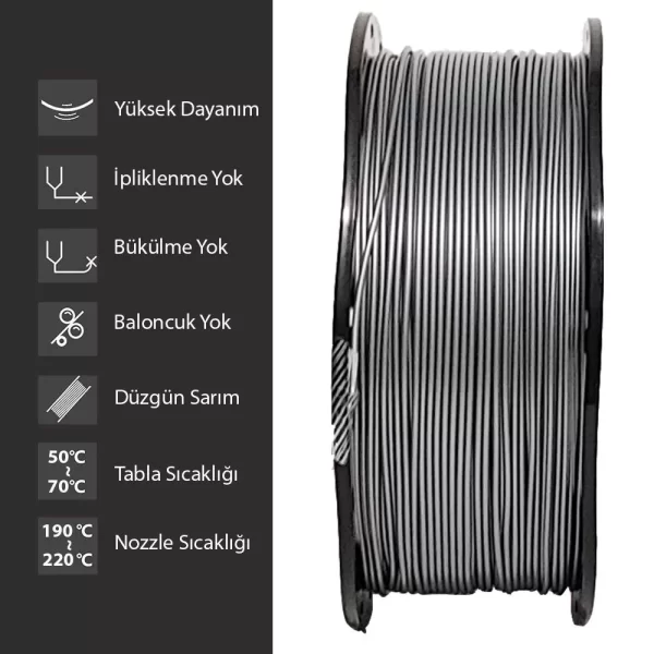 Elas 1.75 Mm Gümüş Gri Pla Plus Filament 1KG