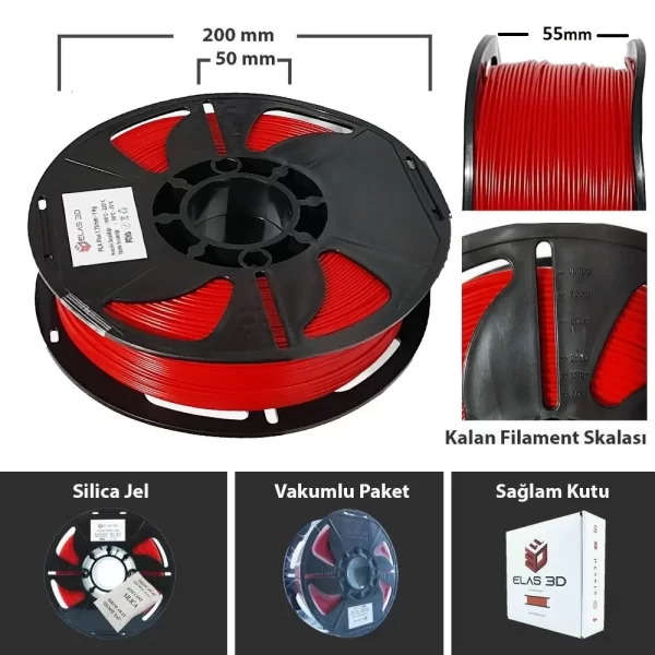 Elas 1.75 Mm Kırmızı Pla Plus Filament 1KG