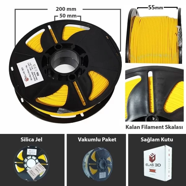 Elas 1.75 Mm Sarı Pla Plus Filament 1Kg