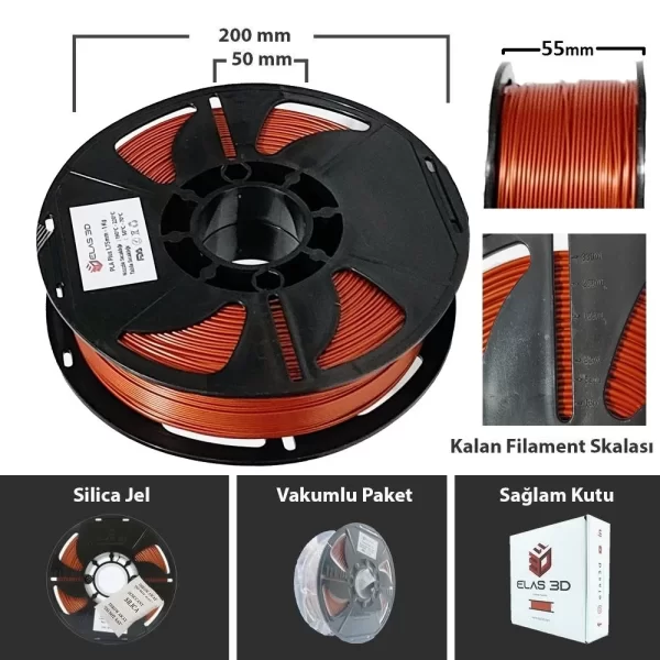 Elas 1.75 Mm Bakır Pla Plus Filament 1Kg