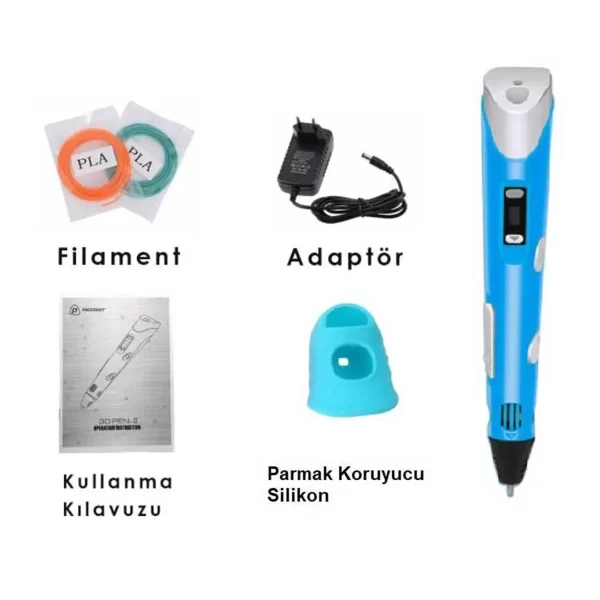 3D Pen-Kalem - Mavi - Full Set