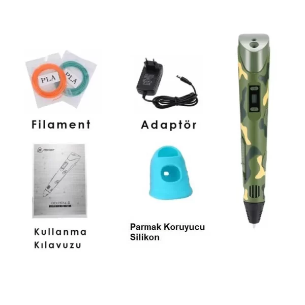 3D Pen-Kalem - Kamuflaj - Full Set