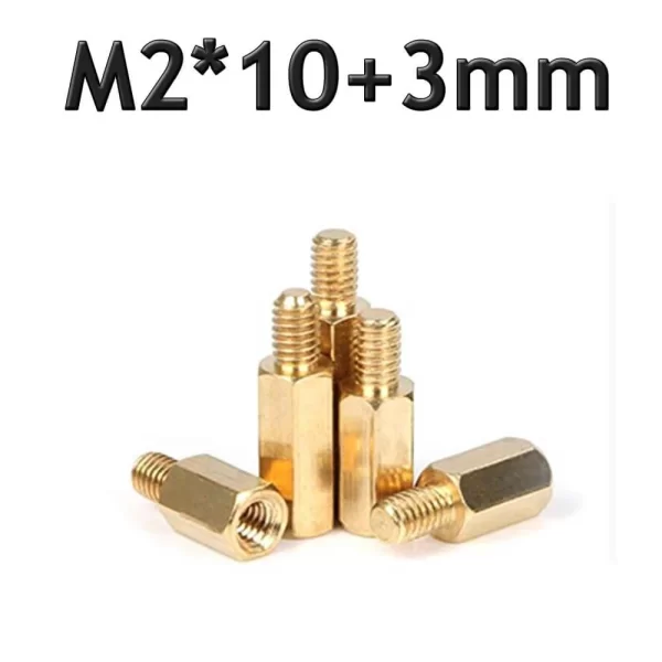 10 Adet - M2 X 10Mm Pirinç Aralayıcı Distans Spacer, Erkek - Dişi M2*10+3Mm