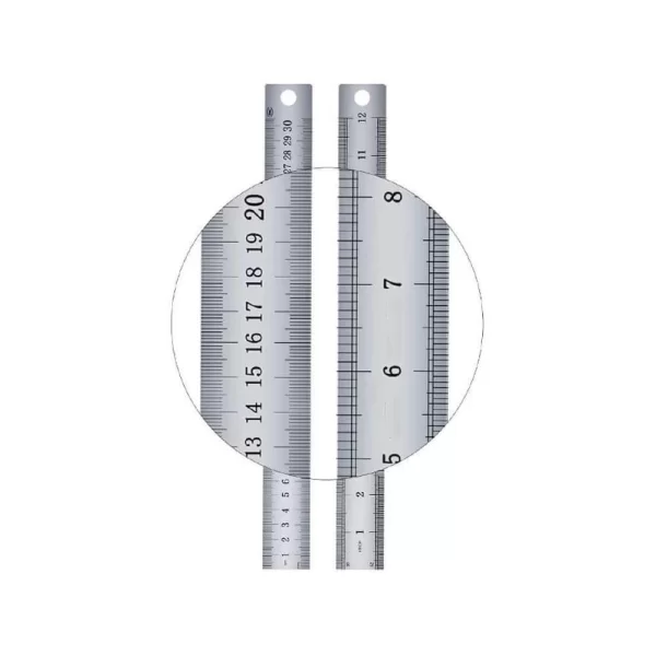30cm ( 12 inch ) - Çift Taraflı Paslanmaz Çelik Metal Cetvel - Kalınlık 1mm