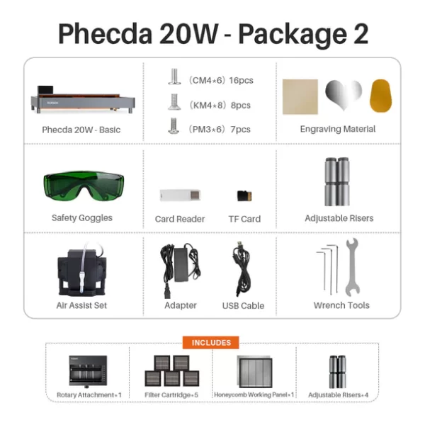 ELEGOO Phecda 20 Watt Lazer Gravür ve Kesici Paket 2