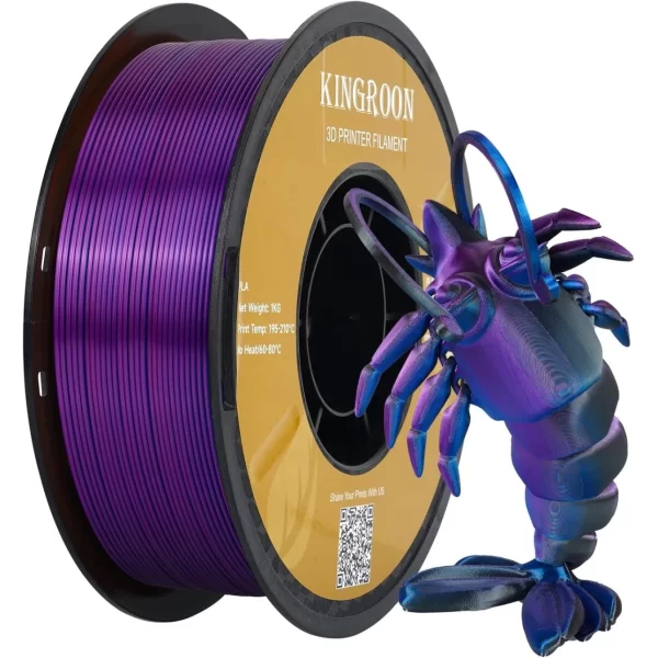 Kingroon PLA Silk Üç Renk Siyah, Mor, Mavi Filament - 1,75 - 1KG