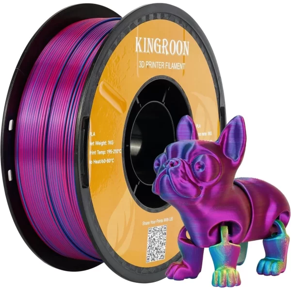 Kingroon PLA Silk üçlü renk Filament - Altın Fuşya Mavi - 1,75 - 1KG