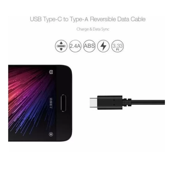 Type-C Usb Kablo 3.1 Hızlı Veri Aktarım Şarj Kablosu - Siyah - 1 Metre