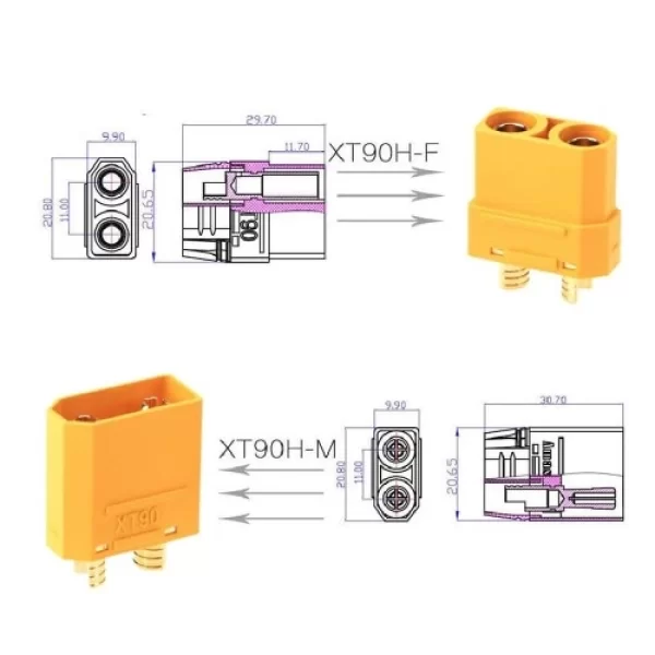 Xt90 Konnektör Dişi Erkek Soket Çifti Lipo Pil Batarya Bağlantı