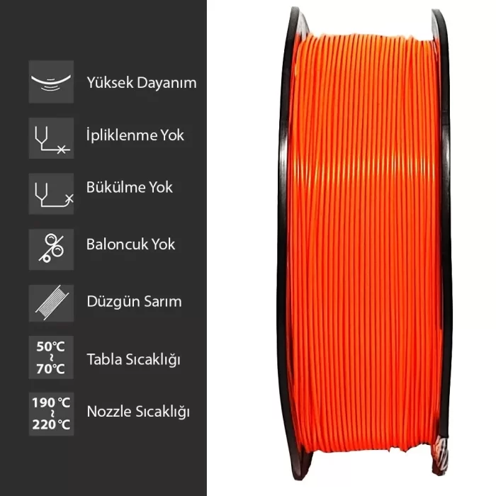 Elas 1.75 Mm Turuncu Pla Plus Filament 1KG