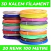 20 Renk 5 Metre 3D Kalem Pla Filament-100 Metre-3D Pen Filamenti
