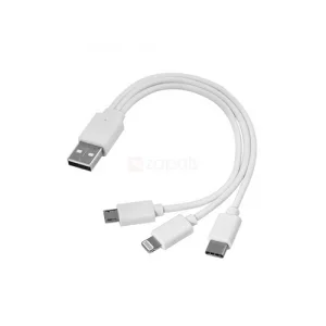 3 In 1 Usb Data Şarj Kablosu - Mikro Usb, 8 Pin Apple, Usb Type-C