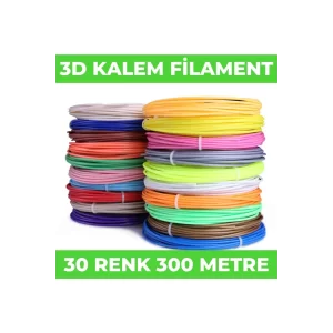 30 Renk 10 Metre 3D Kalem Pla Filament-300 Metre-3D Pen Filamenti