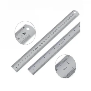 30cm ( 12 inch ) - Çift Taraflı Paslanmaz Çelik Metal Cetvel - Kalınlık 1mm