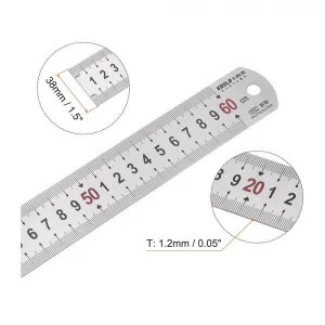 60cm ( 24 inch ) - Çift Taraflı Paslanmaz Çelik Metal Cetvel - Kalınlık 1mm