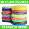 30 Renk 1 Metre 3d Kalem Pla Filament-30 Metre-3d Pen Filamenti 30*1mt