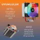 İntel - AMD Bakır CPU Fan - RBW Tower Rainbow Masaüstü İşlemci Fanı