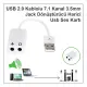 USB 2.0 Kablolu 7.1 Kanal 3.5mm Jack Dönüştürücü Harici Usb Ses Kartı SESUSBW