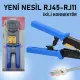 Yeni Nesil RJ45 - RJ11 İkili Konnektör  - Cat5 Cat6 Ağ Network Telefon Kablosu Sıkma Pensesi