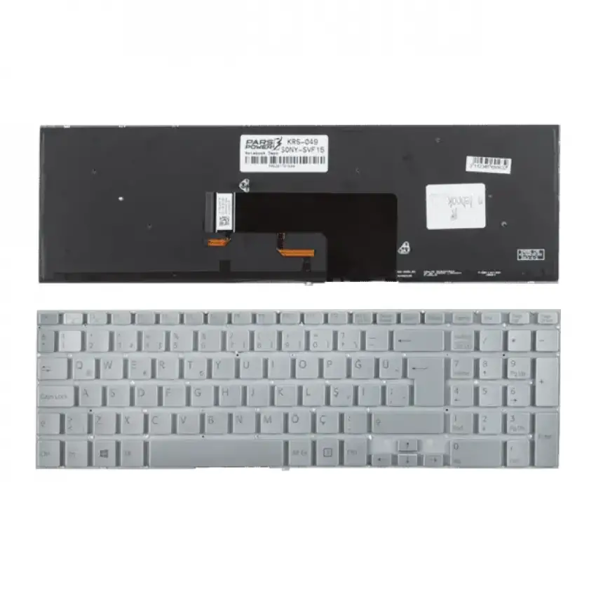 Sony Vaio Fit SVF1532U4E, SVF1532UST Notebook Klavye Işıklı (Gümüş TR)