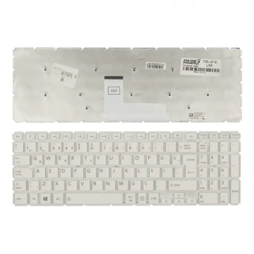 Toshiba Satellite L50-B-1DG, L50-B-1DJ Notebook Klavye Işıklı (Beyaz TR)