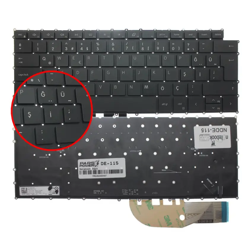 Dell XPS 1V0TK, 01V0TK Uyumlu Klavye Işıklı (Siyah TR)