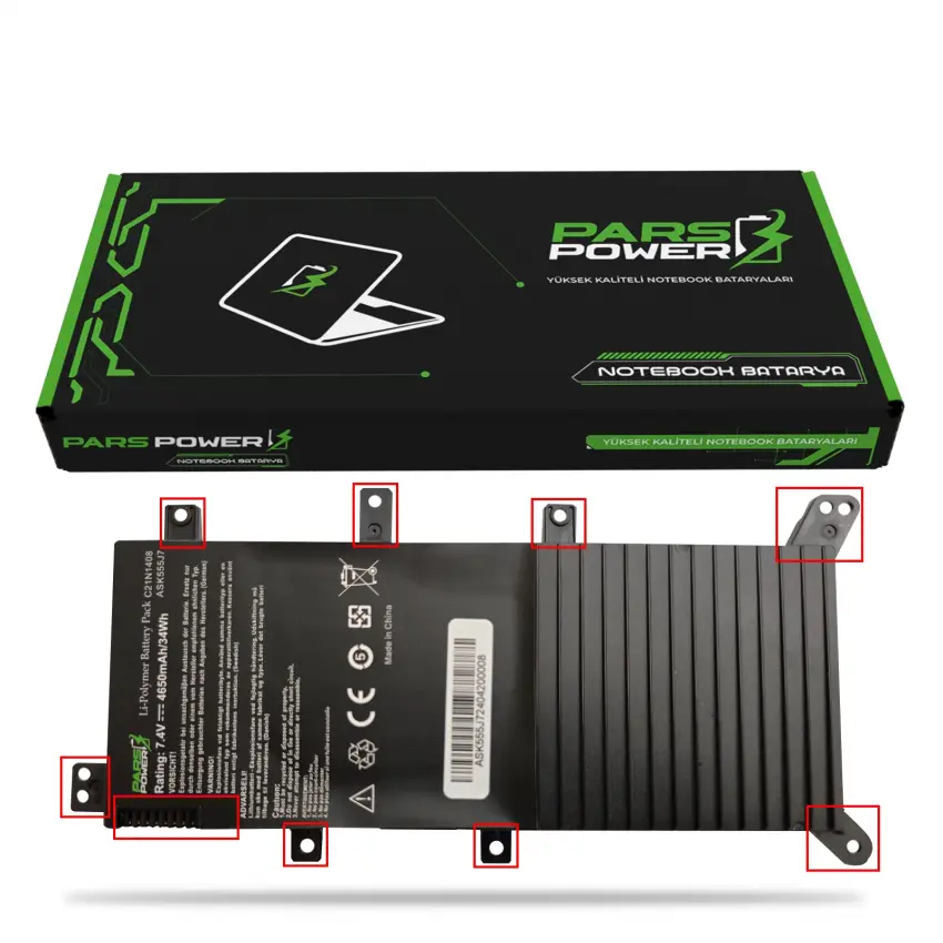Asus R511DB, R51DB, R556DB Notebook Batarya - Pil (Pars Power)