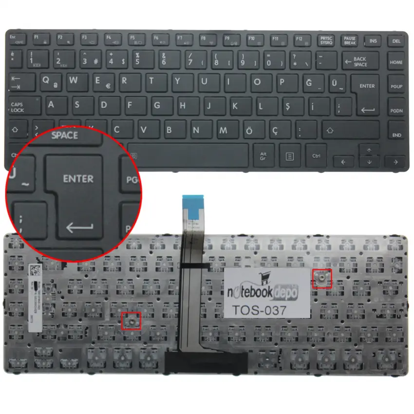 Toshiba Portege A30-C, A30T-C Serisi Klavye (Siyah TR)