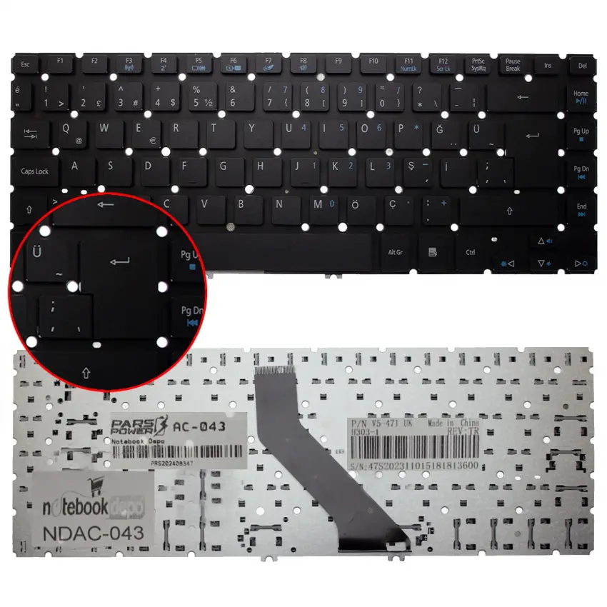Acer Aspire V5-431, MS2360 Serisi Notebook Klavye (Siyah TR)