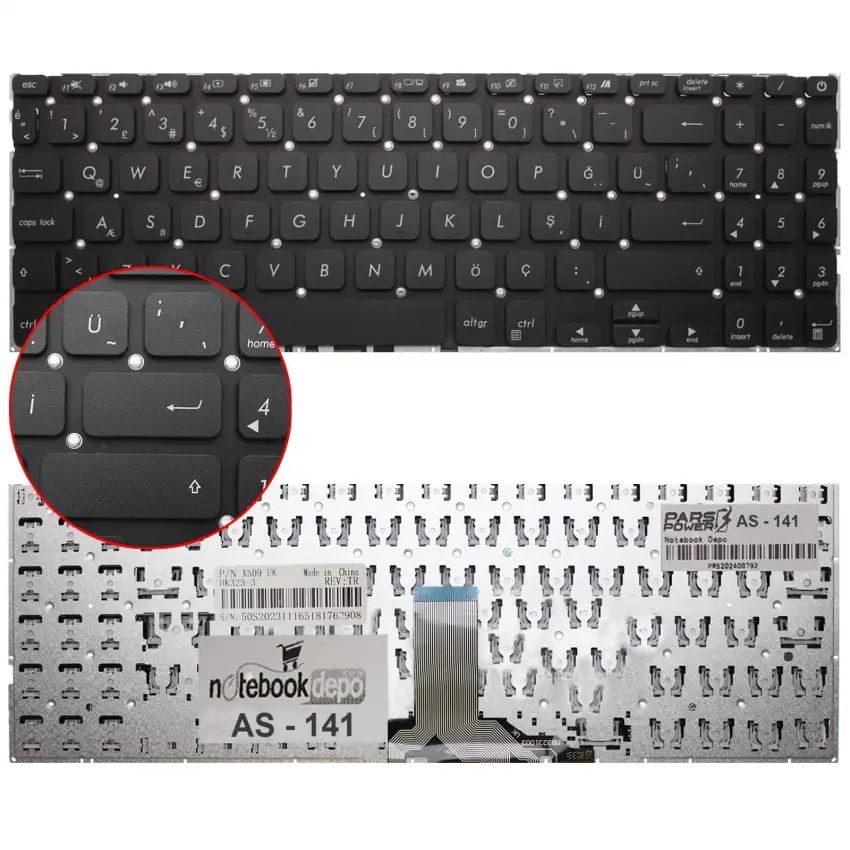 Asus X509Ja-Ej239T, X509Ja-Ej259 Klavye (Siyah TR)