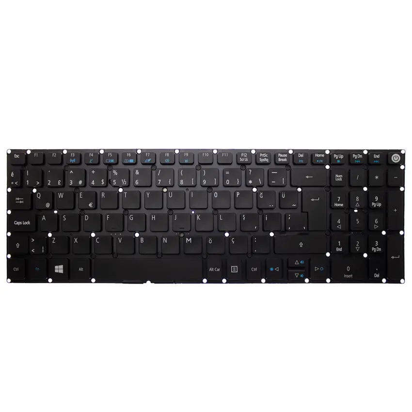 Acer Aspire E5-573T-34HP, E5-573T-34J6 Notebook Klavye Işıklı (Siyah TR)