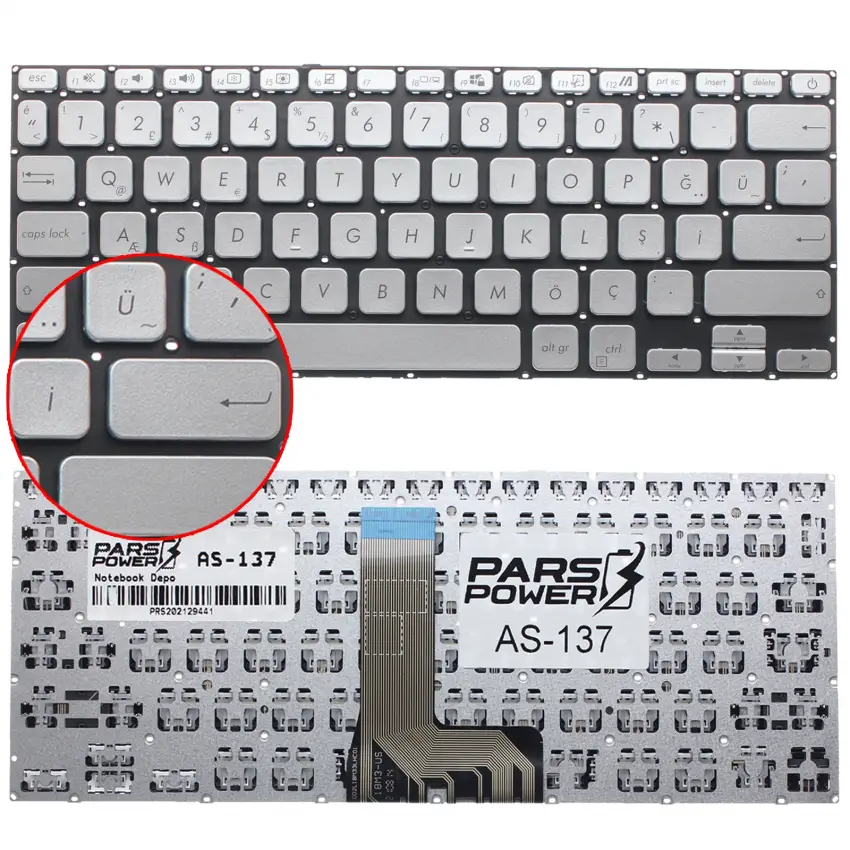 Asus VivoBook 14 X409U, X409F, X412D Klavye (Gümüş TR)