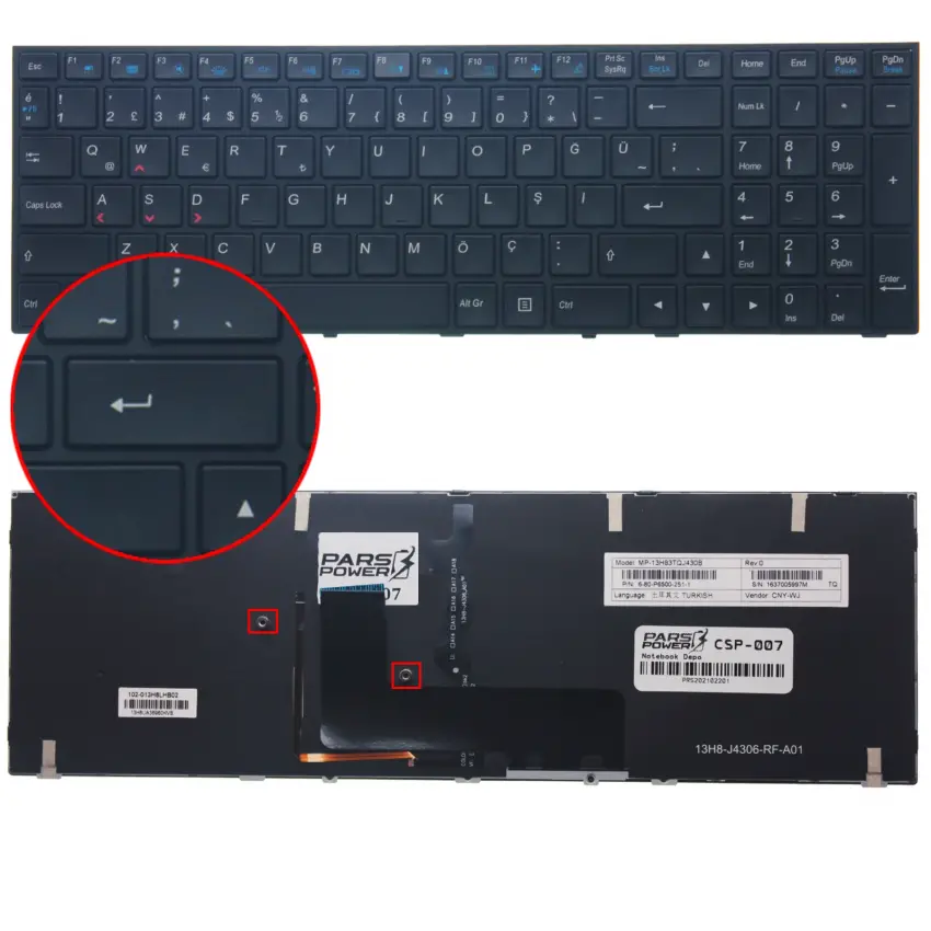 Monster Abra A5 V5.1.3Uyumlu Notebook Klavye Işıklı (Siyah TR)
