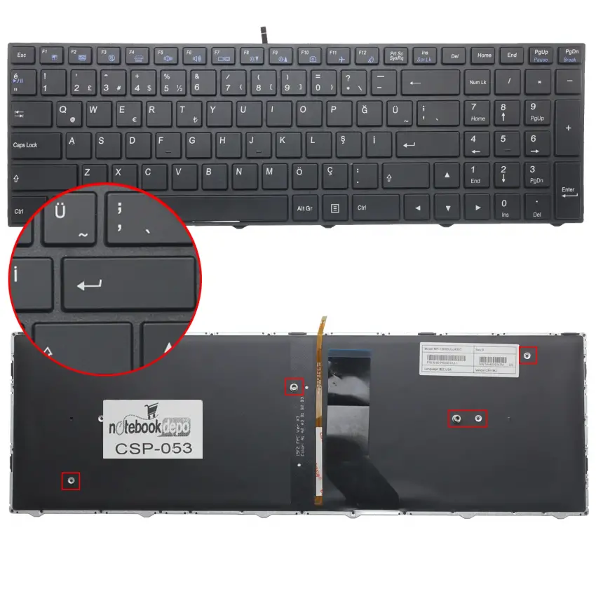 CLEVO N250 Klavye Işıklı (Siyah TR)