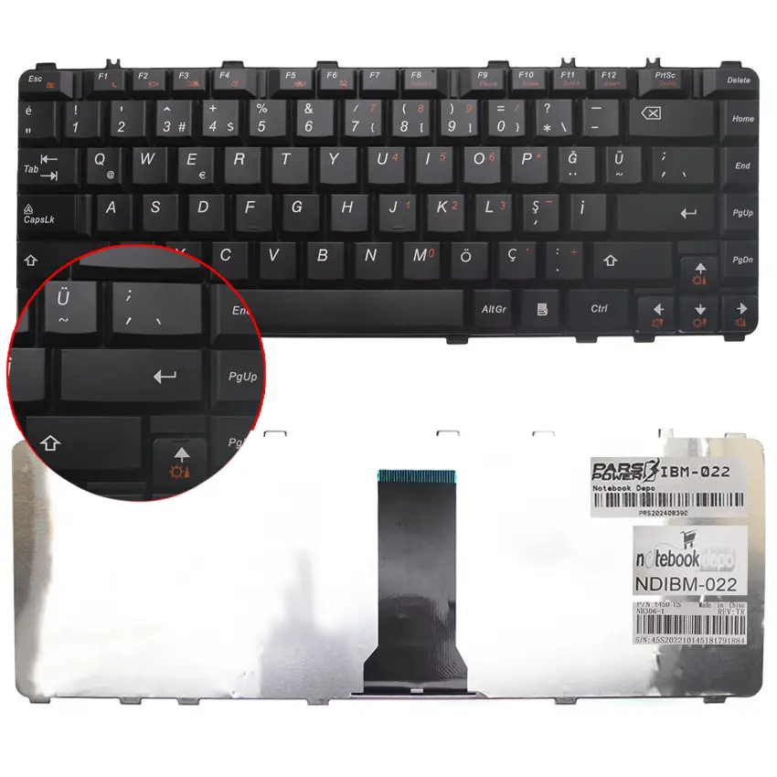 Lenovo IdeaPad 25-008389, 25-008443 Notebook Klavye (Siyah TR)