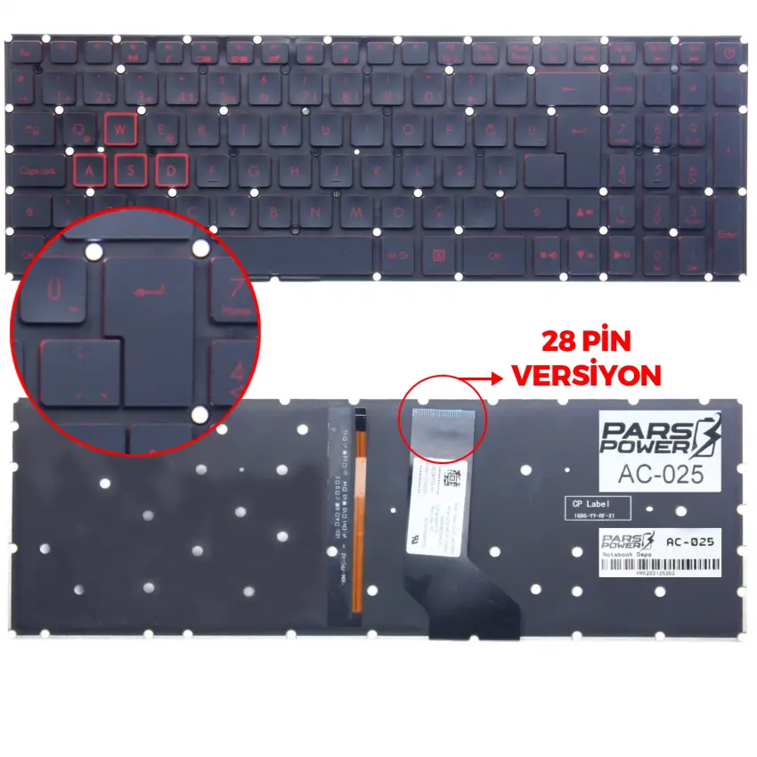 Acer Predator Helios 300 PH315-51 N17C1 Klavye Işıklı (Siyah TR)