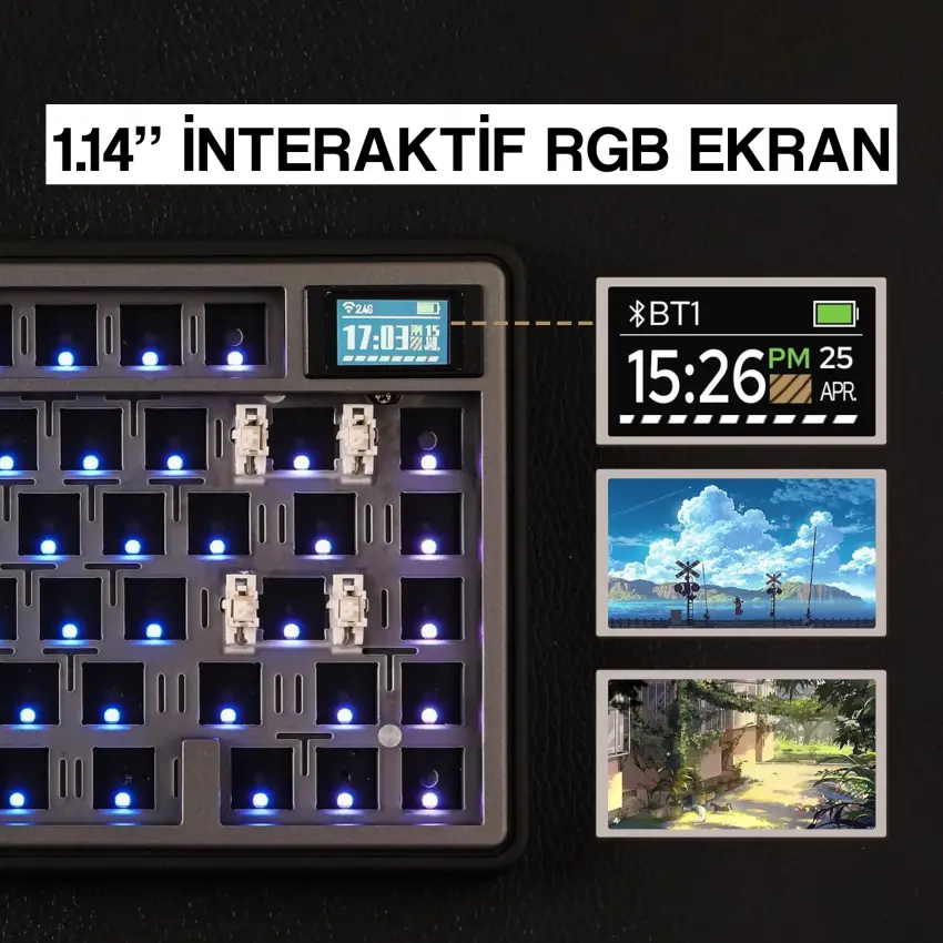 CIDOO ABM081 Stellar Esports RGB Mekanik 3 Mode Kablosuz Klavye KİTİ (SİYAH)