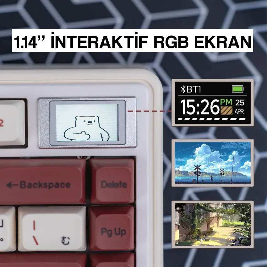 CIDOO ABM081 Stellar Esports RGB Mekanik 3 Mode Kablosuz Klavye (IVORY COFFY)