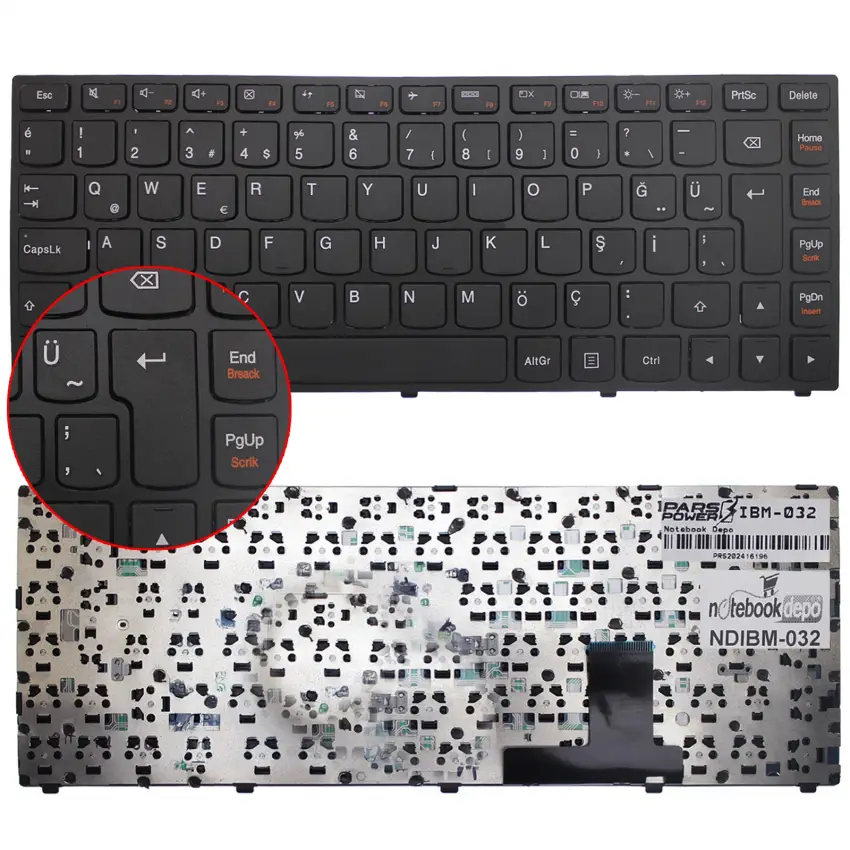 Lenovo 13 Notebook Klavye (Siyah TR)