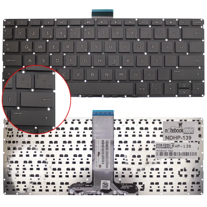 Hp Pavilion x360 11-u000, 11-u100 Klavye (Siyah TR)