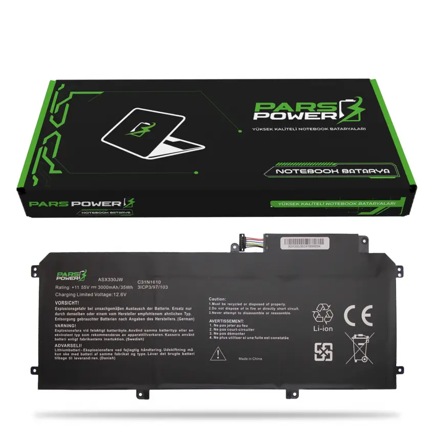 Asus ZenBook UX330, UX330C, UX330U Batarya - Pil (Pars Power)