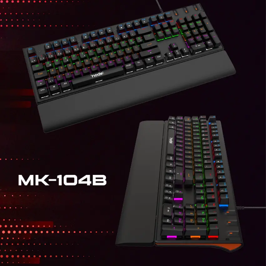 Node Game Nova ND-MK-104BR Mekanik Rainbow Işıklı Klavye Siyah (Red Switch)