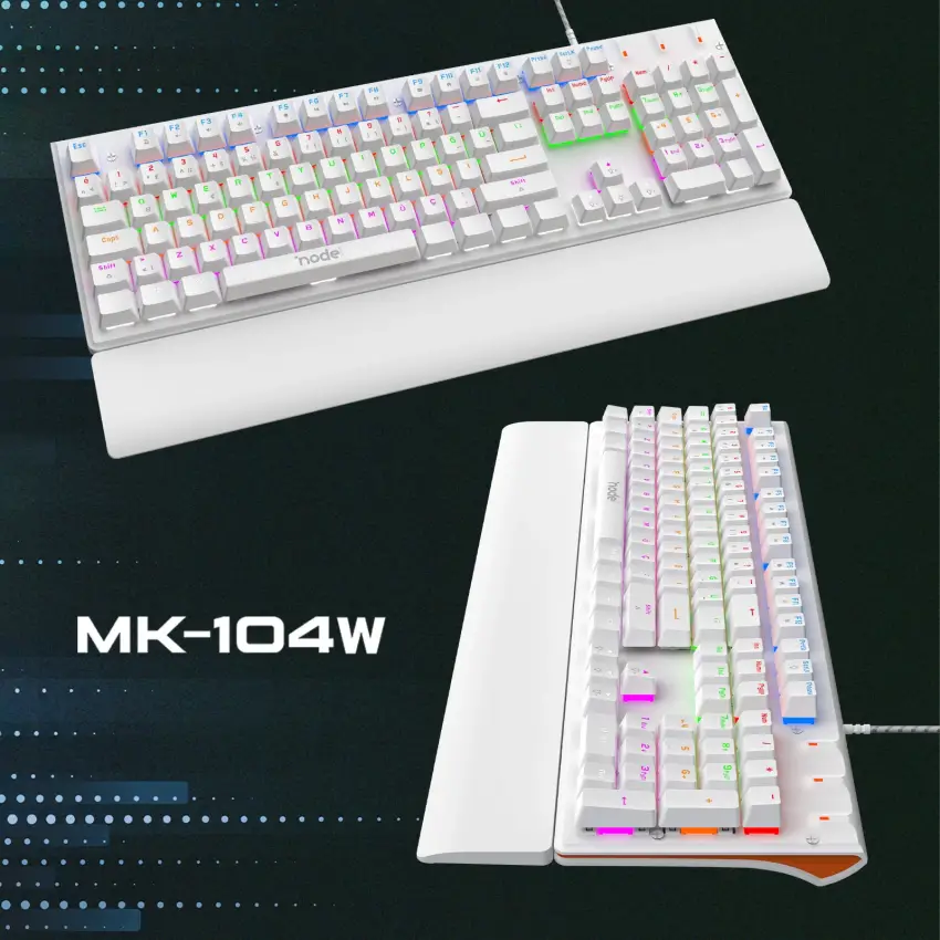 Node Game Nova ND-MK-104WB Mekanik Rainbow Işıklı Klavye Beyaz (Blue Switch)