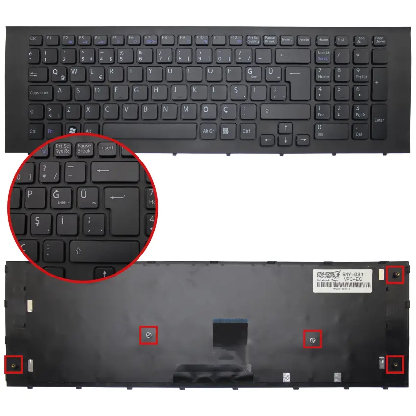 Sony Vaio PCG-91111L, PCG-91112M Notebook Klavye (Siyah TR)