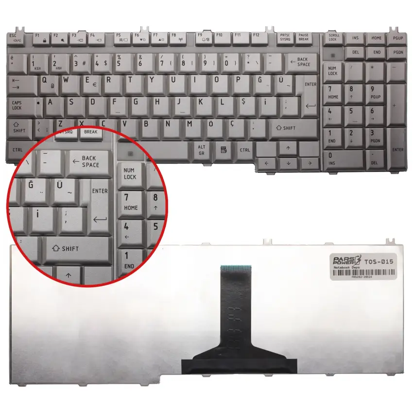 Toshiba Satellite L500-247, L500-24V Notebook Klavye (Gümüş TR)
