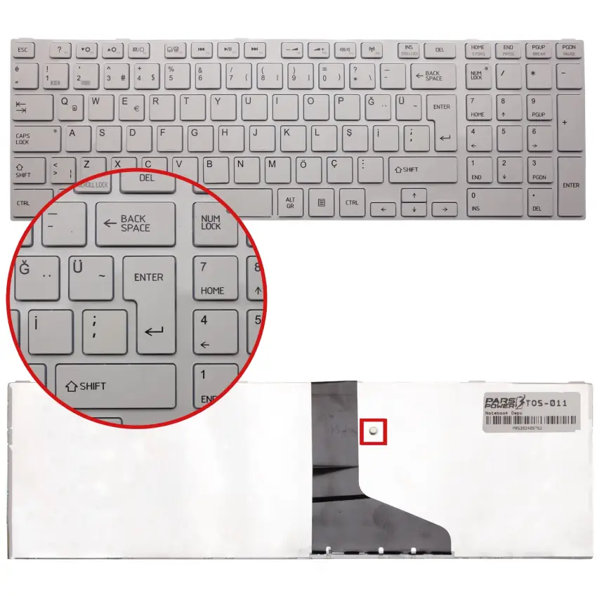 Toshiba Satellite C870-17U, C870-19X, C870-1DD Notebook Klavye (Beyaz TR)