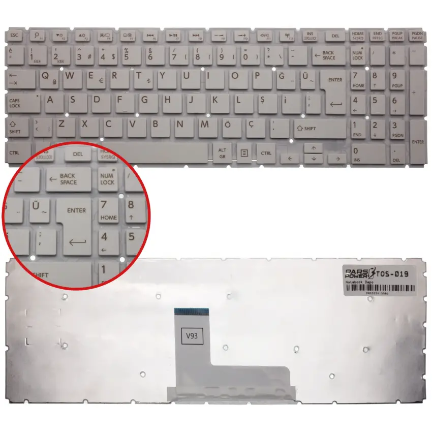 Toshiba Satellite L50-B-28J, L50-B-28P Notebook Klavye (Beyaz TR)